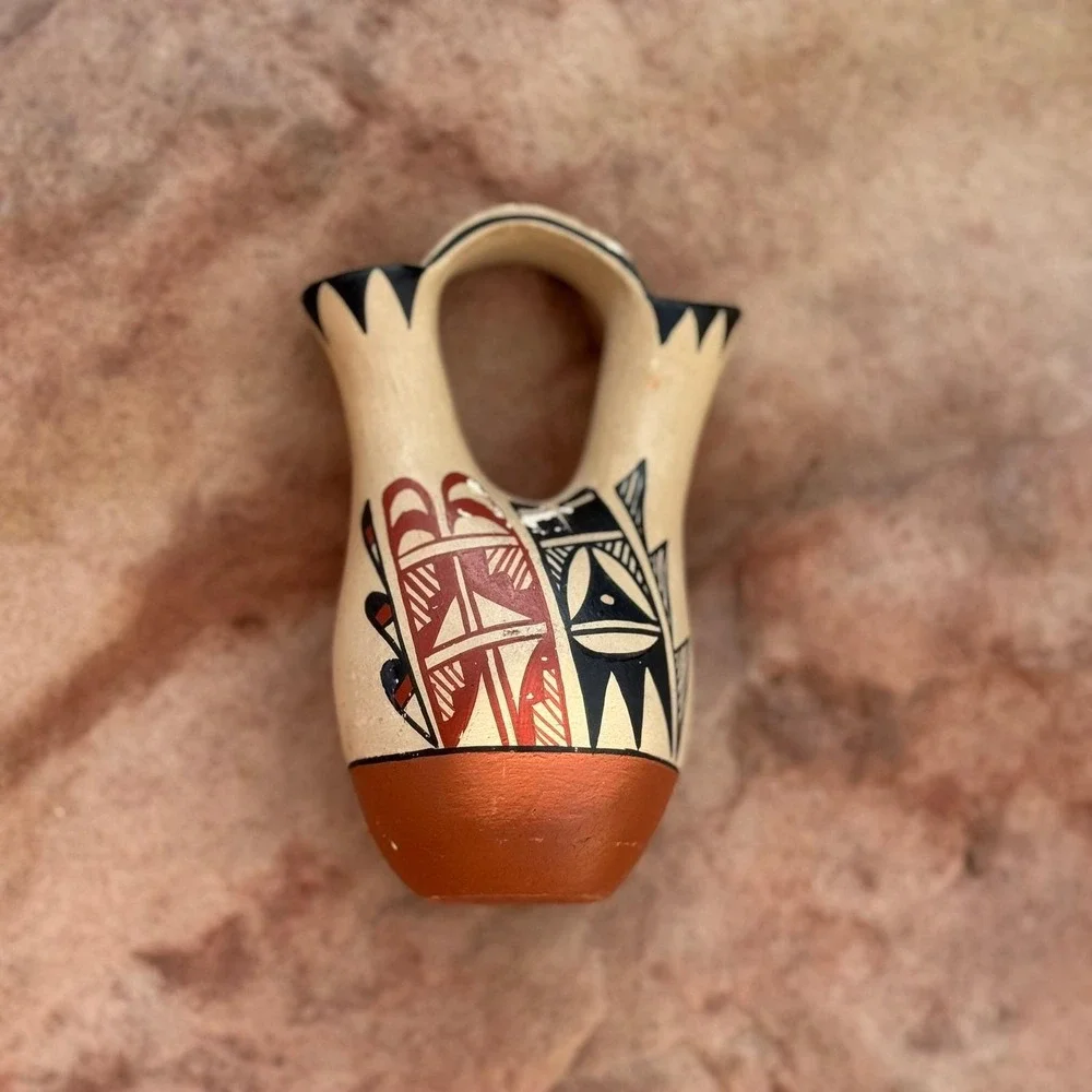 Pueblo Pottery Wedding Vase Native American Acoma Handmade Jemez Southwest BOHO